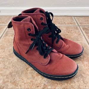 ✨SOLD✨Dr. Martens Boys Red Woven Combat Boots Size 6